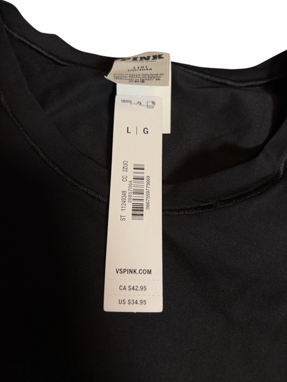 Pink/Victoria Secrets Sport Women’s Black Active Wear Athletic Tee Size L NWT - Picture 8 of 8